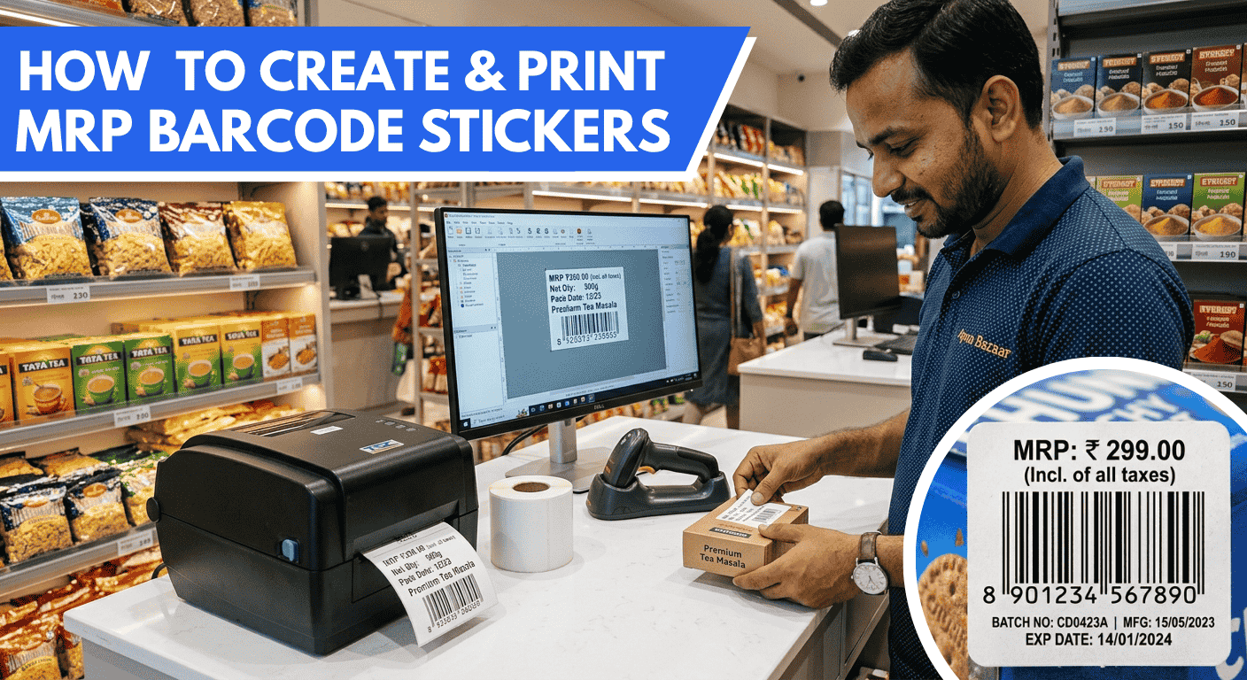 How to Create & Print MRP Sticker with Barcode